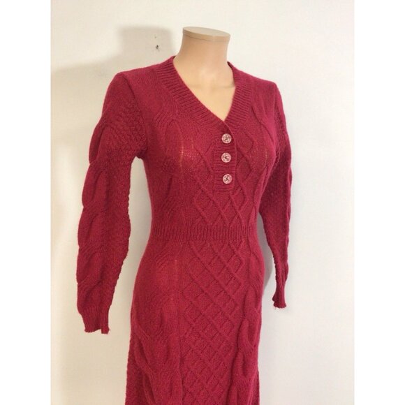 Red Knit Sweater Dress Womens Small - Picture 2 of 9